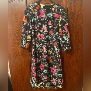 Oscar de La Renta 2015 P16 N6007 Floral 3/4 Sleeve Midi Dress